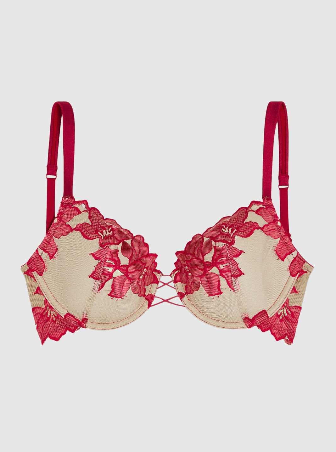 Spandex Soft and Comfortable Non-Pushup Bra For Women - Red - VAJRed