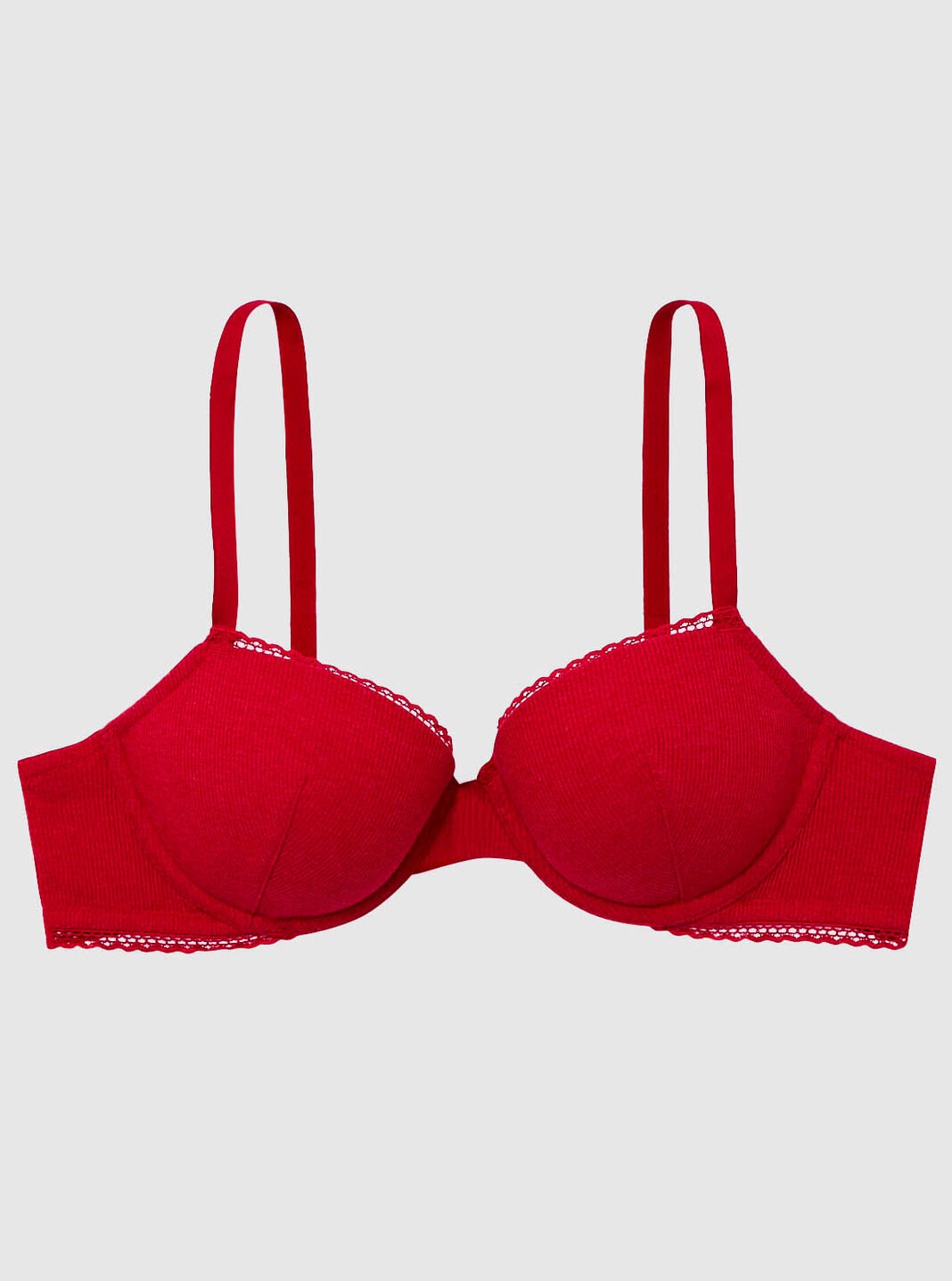 Z-O2-2 Euro  BPC Red Cotton Underwired Full Coverage Bras W/ Padded  Straps