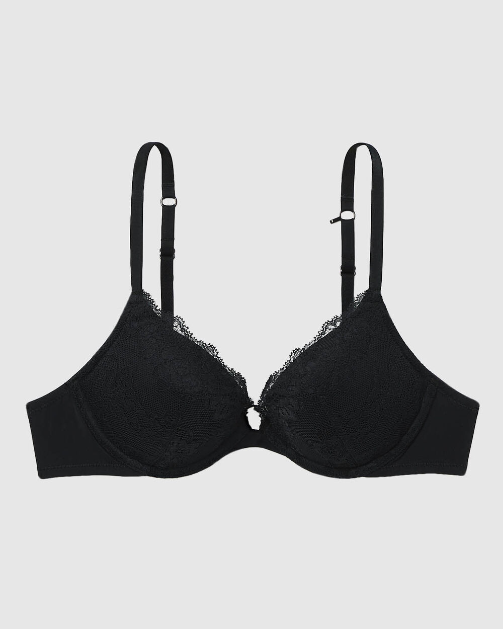 Cacique Nwt Womens Cottonboost Plunge Push Up Bra In Black